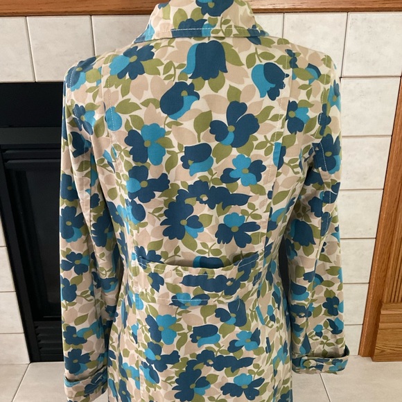Vintage Y2K Old Navy Retro 60’s Style Floral Print Trench Coat, Women’s Sz S - Picture 7 of 11